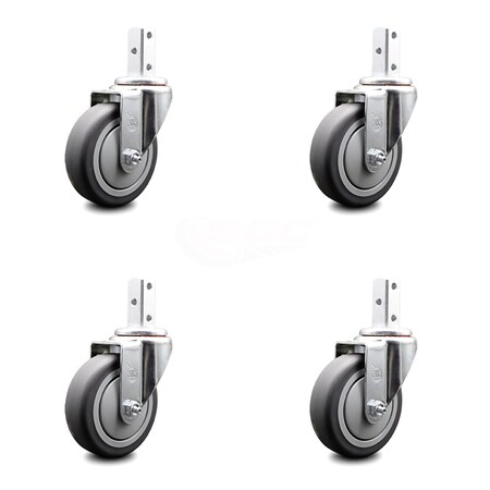4 Inch Thermoplastic Rubber Wheel Swivel 3/4 Inch Square Stem Caster Set SCC